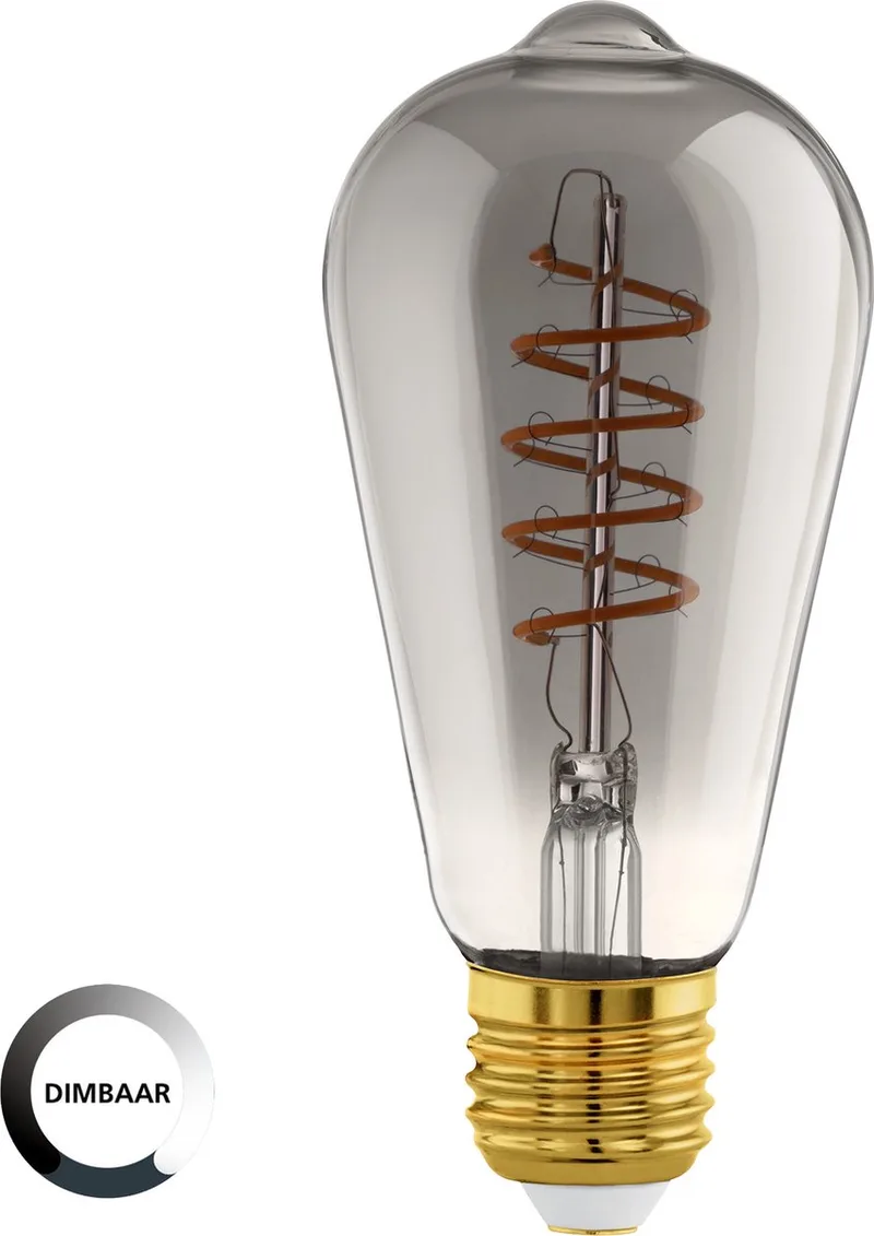 LED Lamp - E27 - Ø 6,4 cm - ST64 - Smoke - 2000K - Dimbaar de EGLO – photo produit