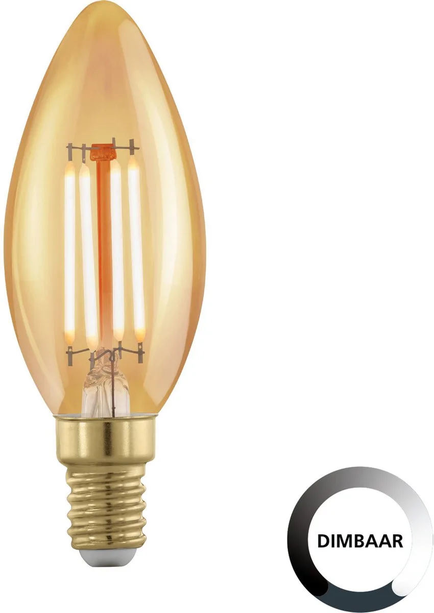 LED Lamp- Ø3,7 cm - E14 - 320lm - Golden Age - kaars - dimbaar de EGLO – photo produit