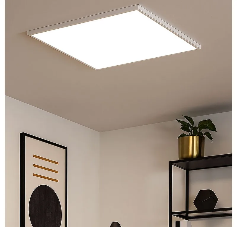 LED Panel, LED-Leuchtmittel fest verbaut, Warmweiß, Deckenpanel Deckenleuchte Aufbaupanel Wohnzimmerleuchte LED von EGLO in Weiß – Produktfoto