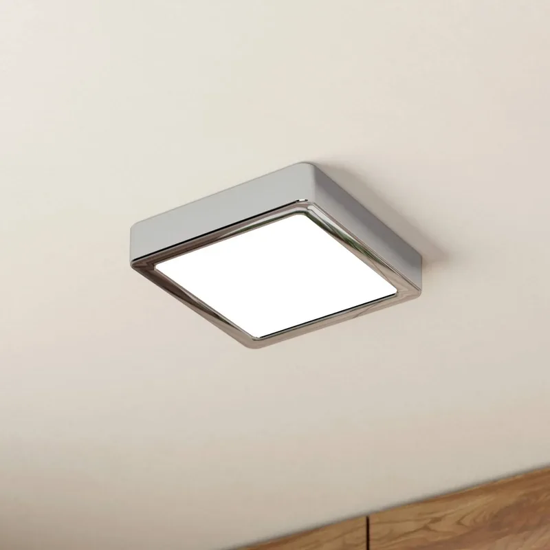 LED plafondlamp Fueva 5 IP44 3000K chroom 16x16cm de EGLO en Chrome, Blanc – photo produit