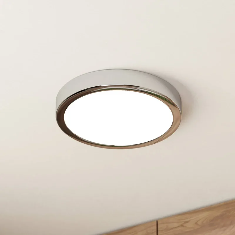 LED plafondlamp Fueva 5 IP44 3000K chroom Ø21cm de EGLO en Chrome, Blanc – photo produit