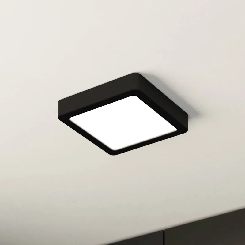 LED plafondlamp Fueva 5 IP44 3000K zwart 16x16cm de EGLO en Noir, Blanc – photo produit