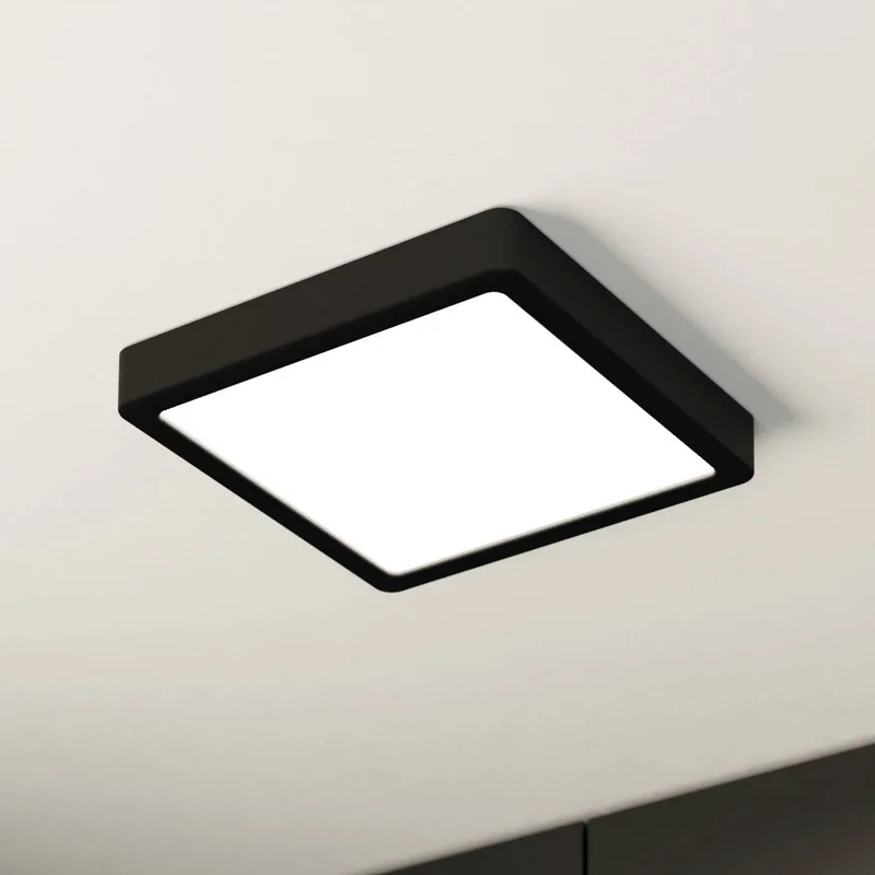 LED plafondlamp Fueva 5 IP44 3000K zwart 21x21cm de EGLO en Noir, Blanc – photo produit