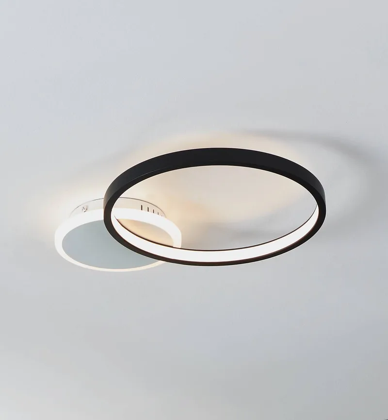 LED plafondlamp Gafares, zwart aluminium 41 cm afstandsbediening CCT de EGLO en Noir, Blanc – photo produit