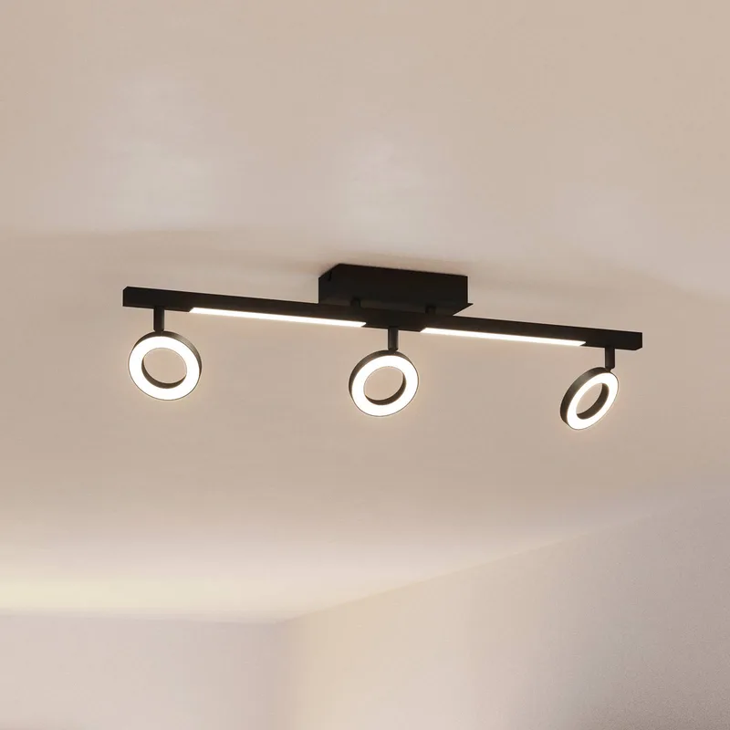 LED plafondspot Cardillio 2 met drie ringen van EGLO in Zwart – productfoto