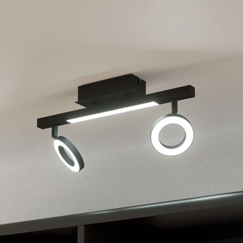 LED-loftspot Cardillio 2 sort med to ringe fra EGLO i Sort – produktbillede