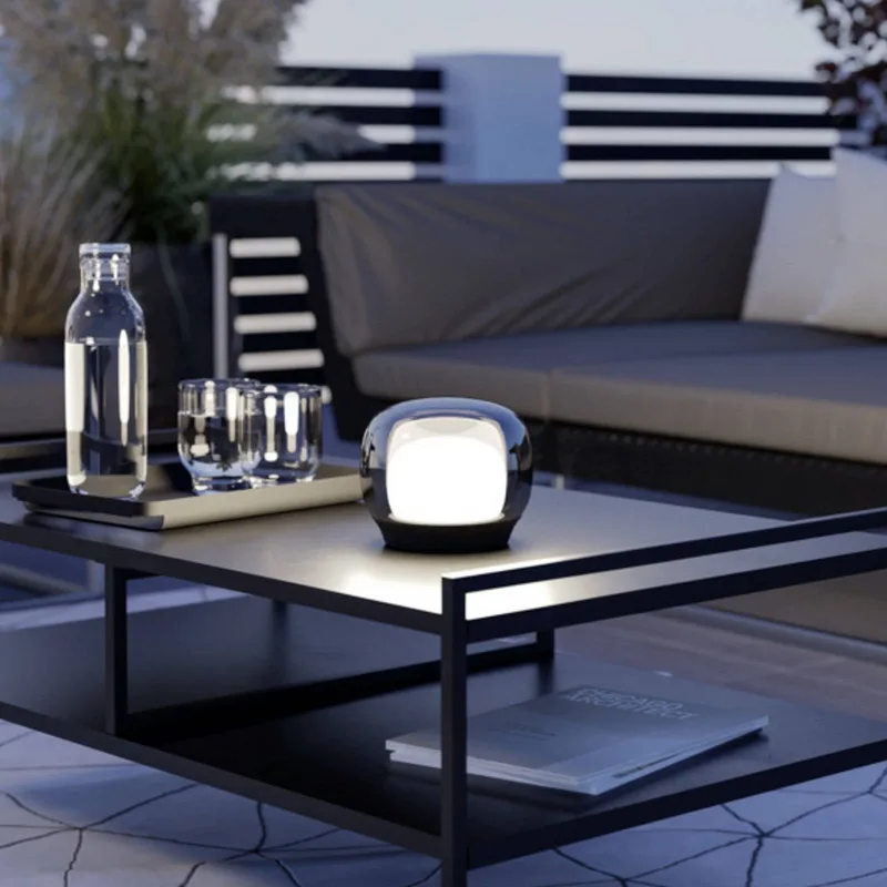 LED tafellamp op accu STROVE, grijs, hoogte 13 cm, IP44, dimbaar by EGLO in Grijs-transparant, Black – product photo