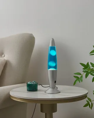 LED Tischleuchte LAVA, LED fest integriert, LED Lavalampe Lava, Deko Lampe Wassersäule, Retro Lavaleuchte de EGLO en Bleu, Argent – photo produit 2 sur 4