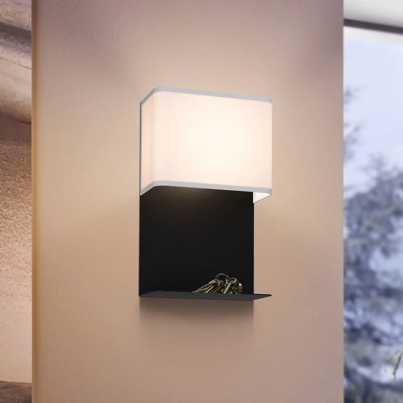 LED wandlamp Galdakao met textiel, zwart/wit de EGLO en Noir, Blanc – photo produit