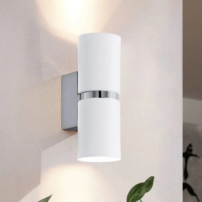 LED wandlamp Passa met 2 lampjes, rond, wit de EGLO en Staalgrijs, Blanc – photo produit