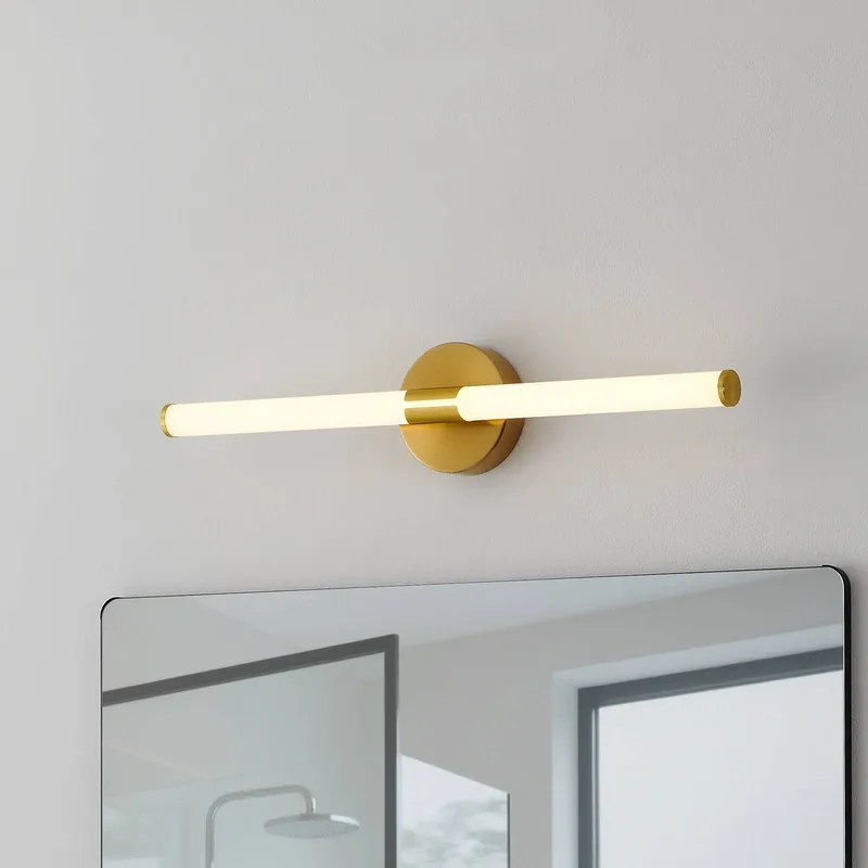 LED wandlamp Ramola, messingkleurig, breedte 60 cm, IP44, CCT by EGLO in Geborsteld messing, Wit gesatineerd – product photo