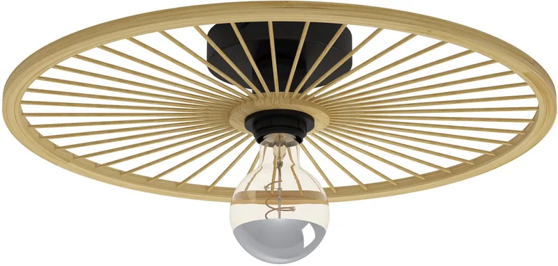 Leominster Plafondlamp - E27 - Ø 45 cm - Zwart | Hout från EGLO i Svart – produktbild
