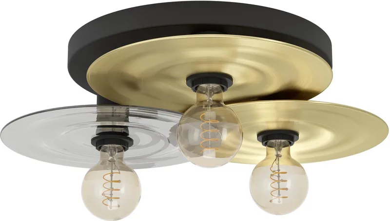 Lintmill Plafondlamp - E27 - Ø 53 cm - Zwart | Goud | Grijs de EGLO en Noir – photo produit
