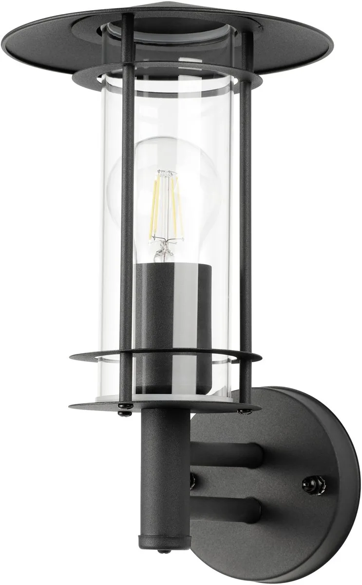 Lisio 1 Wandlamp Buiten - E27 - 30 cm - RVS - Glas von EGLO in Schwarz – Produktfoto