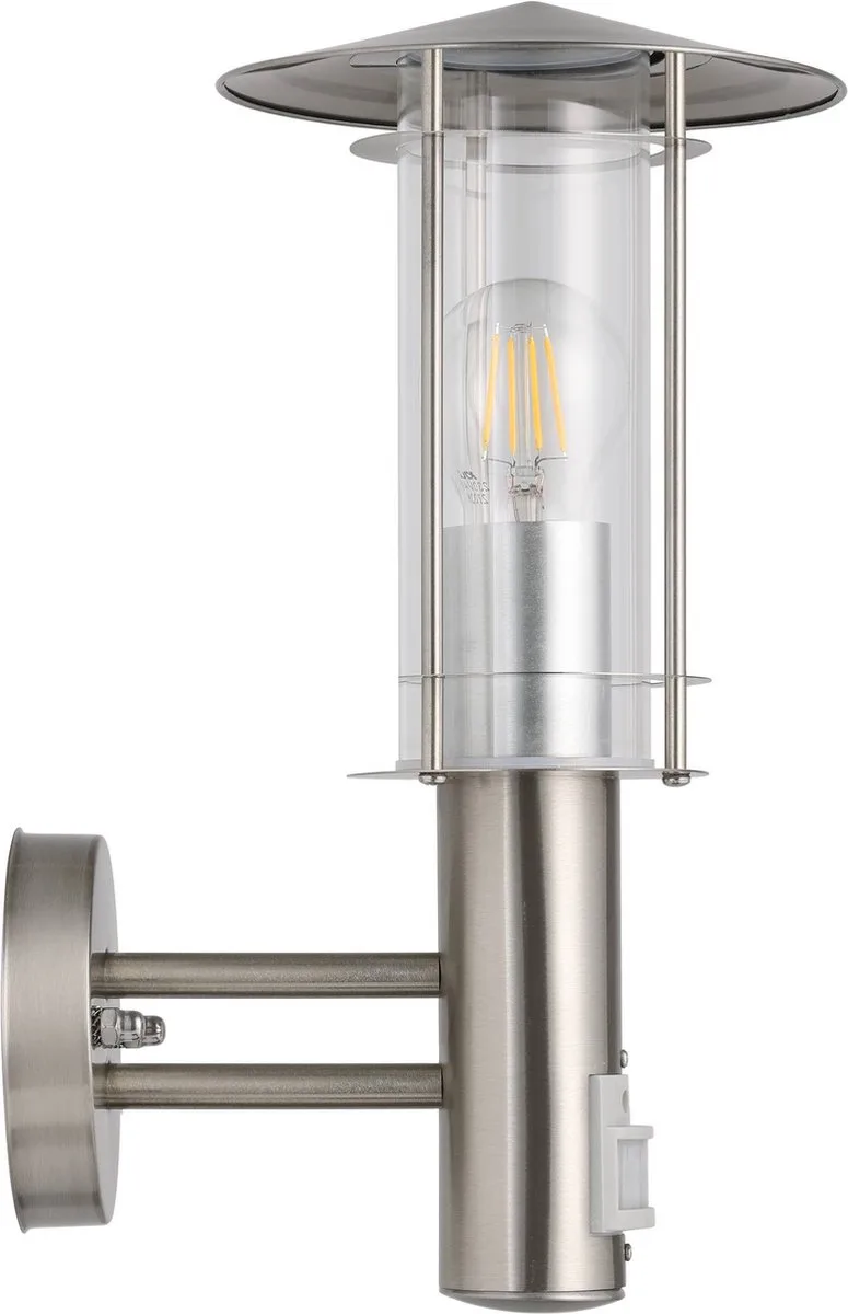 Lisio - Wandlamp Buiten - Bewegingssensor - 1 Lichts - RVS - Helder by EGLO in Grey – product photo