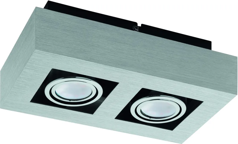 Loke 1 - Opbouwlamp - 2 Lichts - Aluminium-Geborsteld, Chroom by EGLO in Black – product photo