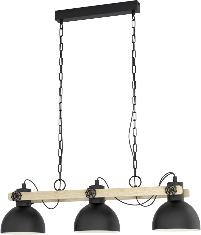 Lubenham Hanglamp - E27 - 90 cm - Zwart/Bruin fra EGLO i Sort, Brun – produktbillede
