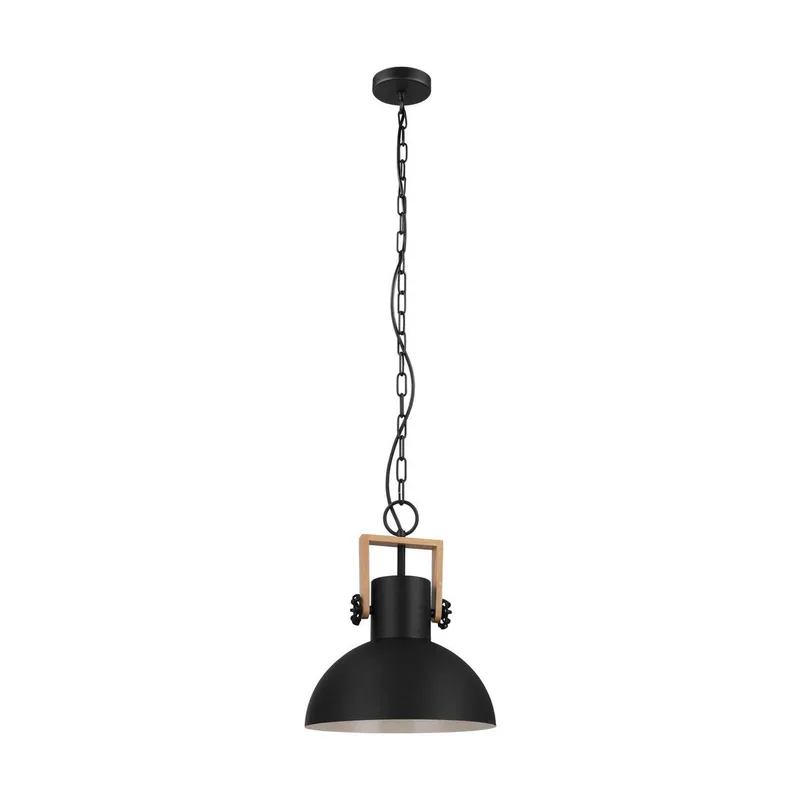 Lubenham Hanglamp - Ø30 cm - E27 - Zwart/Hout fra EGLO i Sort, Brun – produktbillede