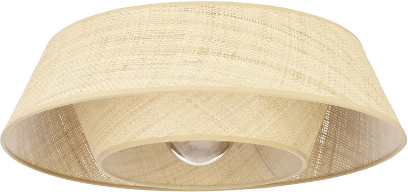 Marford Plafondlamp - E27 - Ø 50 cm - Zwart | Natuur | Raffia de EGLO en Noir, Natuurlijk – photo produit