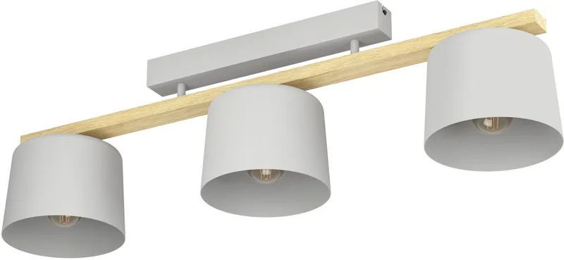 Mariel 3-lys loftslampe lysegrå naturtræ fra EGLO i Brun, Lysegrå – produktbillede