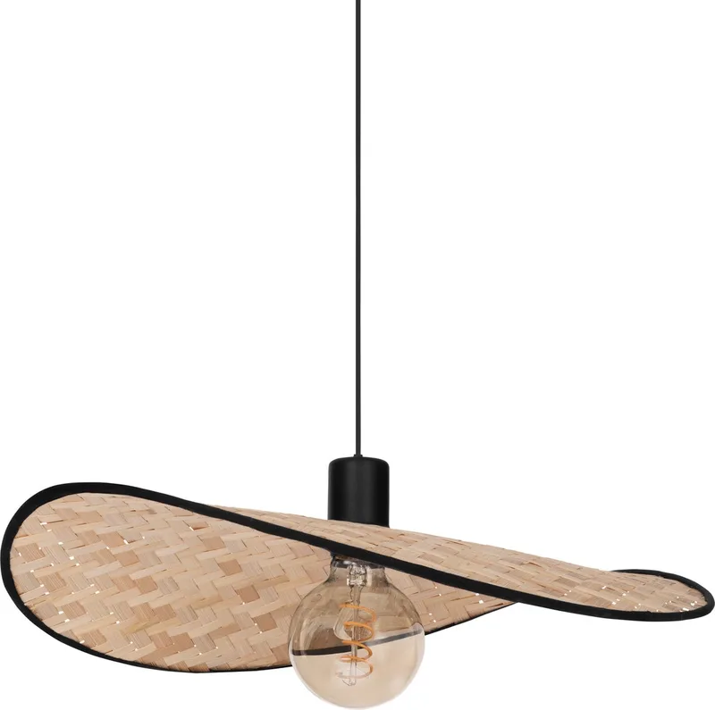 Marywell Hanglamp - E27 - 50 cm - Zwart/Bruin - Hout van EGLO in Zwart – productfoto