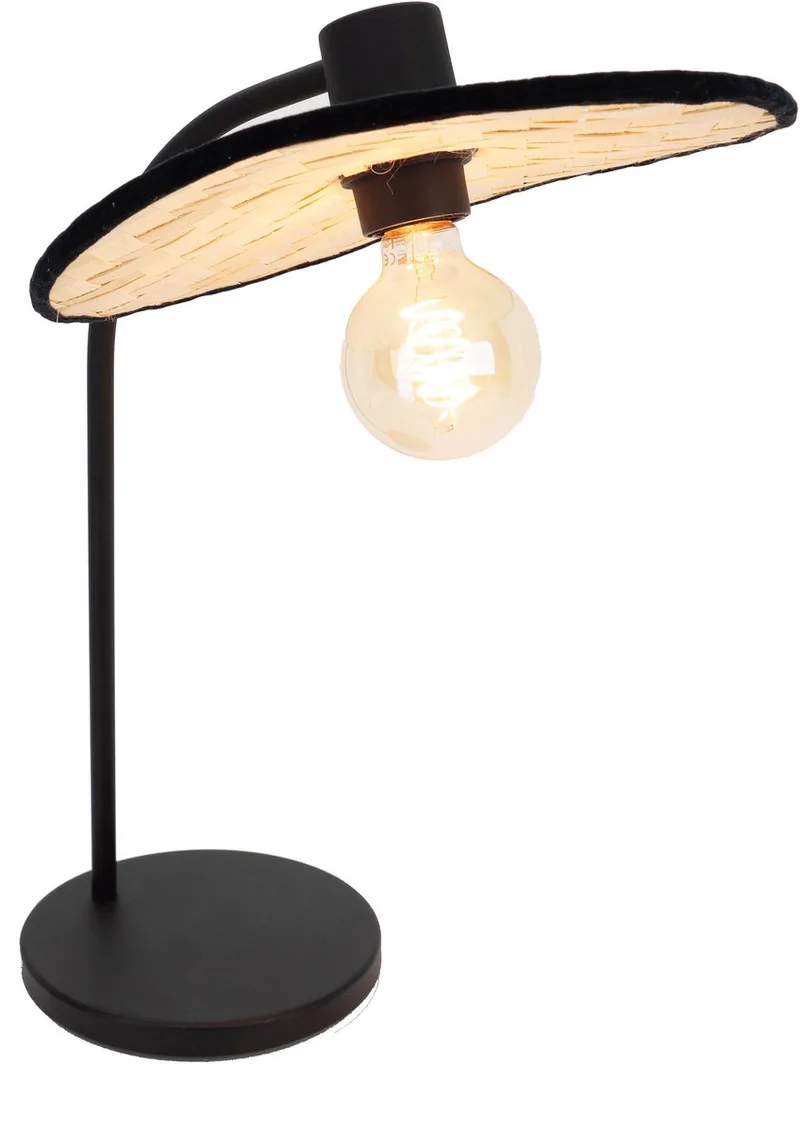 Marywell Tafellamp - E27 - 46,5 cm - Zwart/Bruin - Hout fra EGLO i Sort – produktbillede