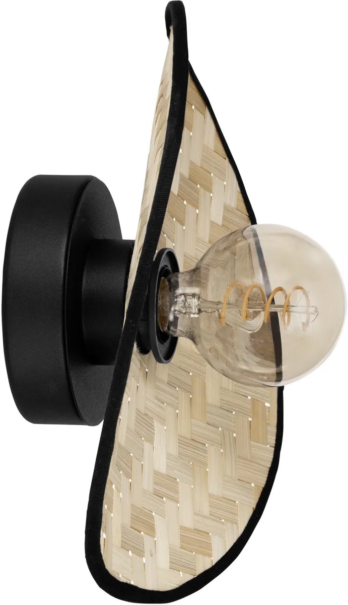 Marywell Wandlamp - E27 - 30 cm - Zwart/Bruin - Hout fra EGLO i Sort – produktbillede