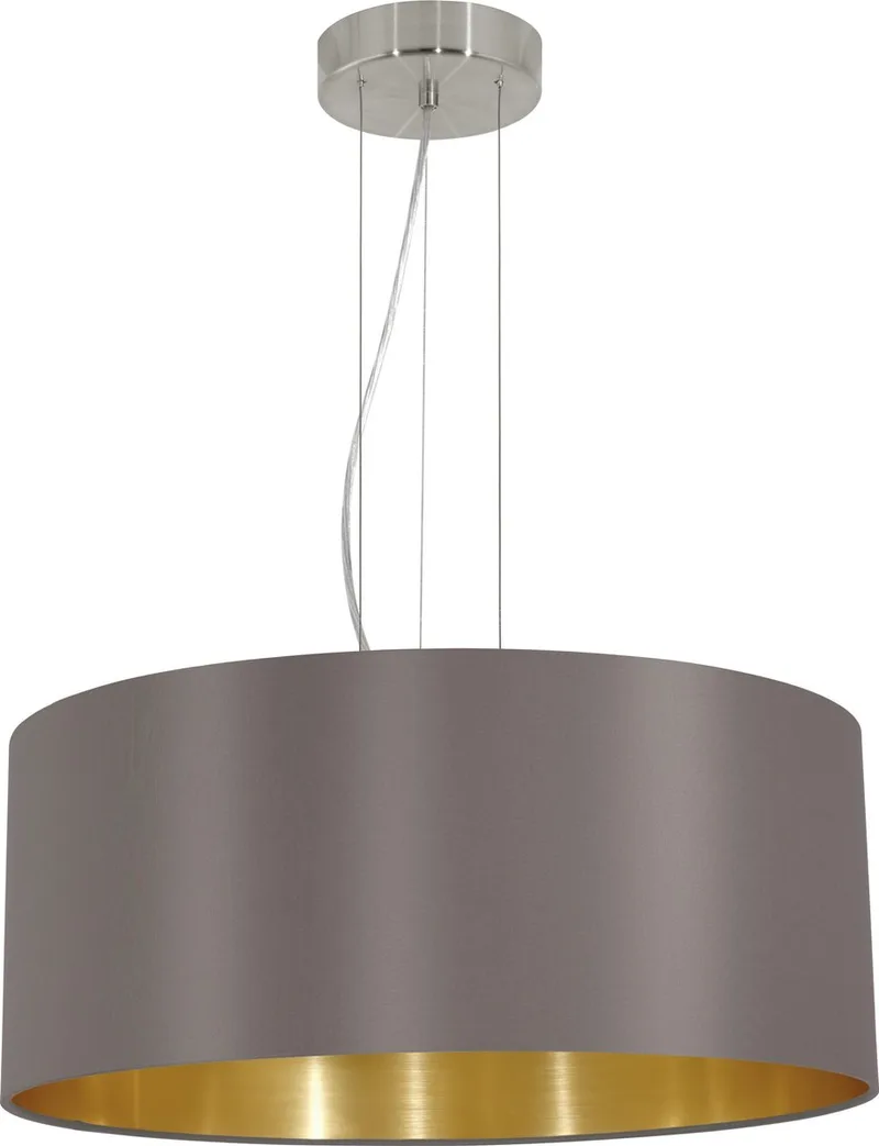 Maserlo - Hanglamp - 3 Lichts E27 - Ø53 cm - Stof - Goud de EGLO en Cappuccino – photo produit
