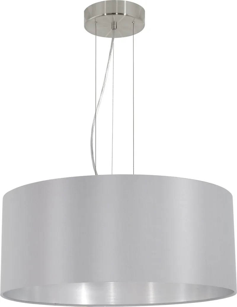 Maserlo Hanglamp - 3 Lichts - E27 - Ø53 cm - Stof - Zilver från EGLO i Grå – produktbild