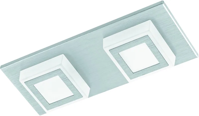 Masiano - Plafondlamp - 2 Lichts - LED - Aluminium-Geborsteld - Gesatineerd de EGLO en Gris – photo produit
