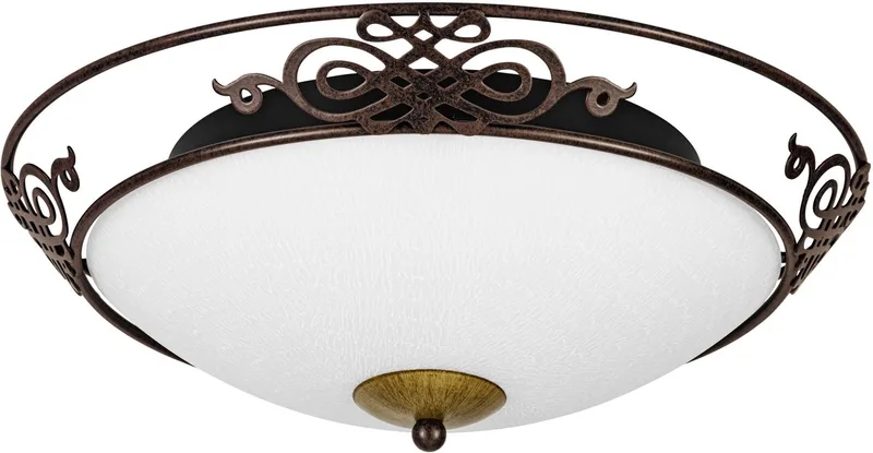 Mestre - Plafondlamp - 2 Lichts - Ø395mm. - Antiek-Bruin, Goud - Wit de EGLO en Marron – photo produit