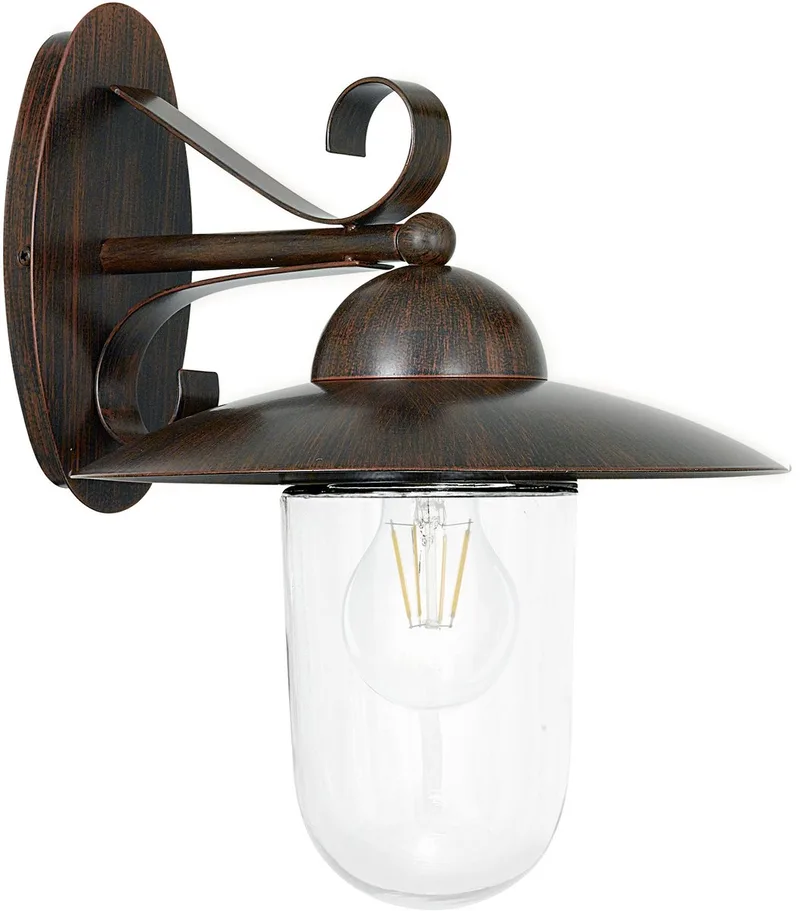 Milton Wandlamp Buiten - E27 - 31 cm - Antiek-Bruin de EGLO en Marron – photo produit