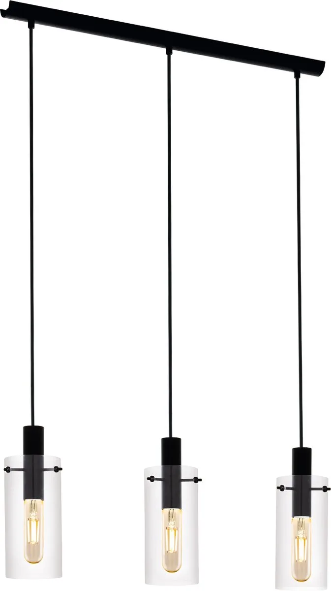 Montefino - hanglamp - 3-lichts - E27 - zwart/glas fra EGLO i Sort – produktbillede