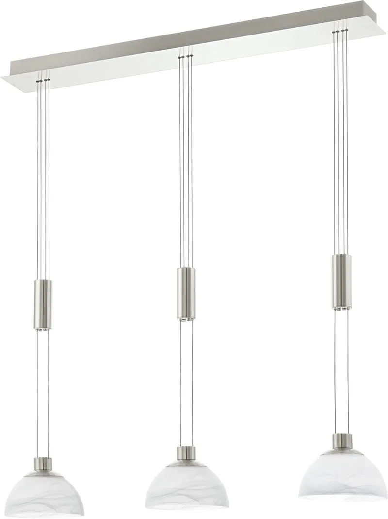 Montefio - Hanglamp - 3 Lichts - Nikkel-Mat - Alabaster Glas - Wit von EGLO in Grau – Produktfoto