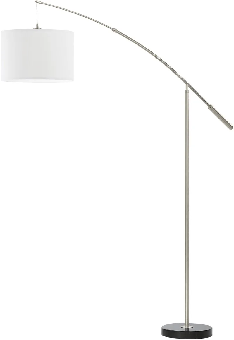 Nadina - Vloerlamp - 1 Lichts - Nikkel-Mat - Wit van EGLO in Nikkel – productfoto