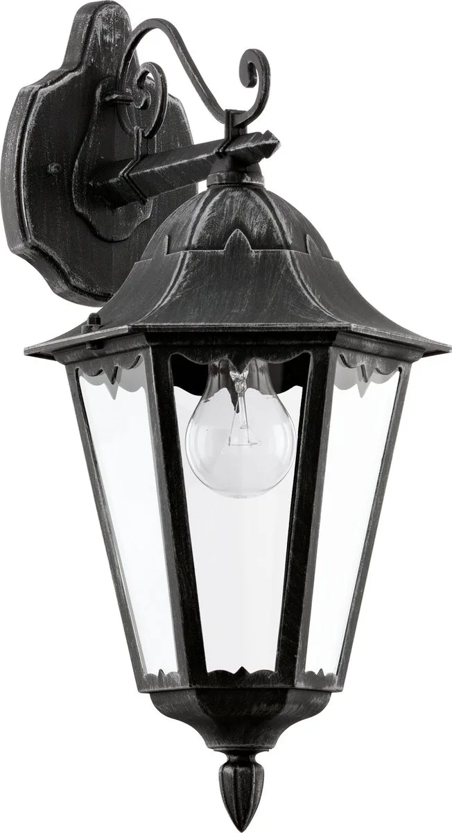 Navedo - Buitenverlichting - Wandlamp - 1 Lichts - Zilver-Patina van EGLO in Zwart – productfoto