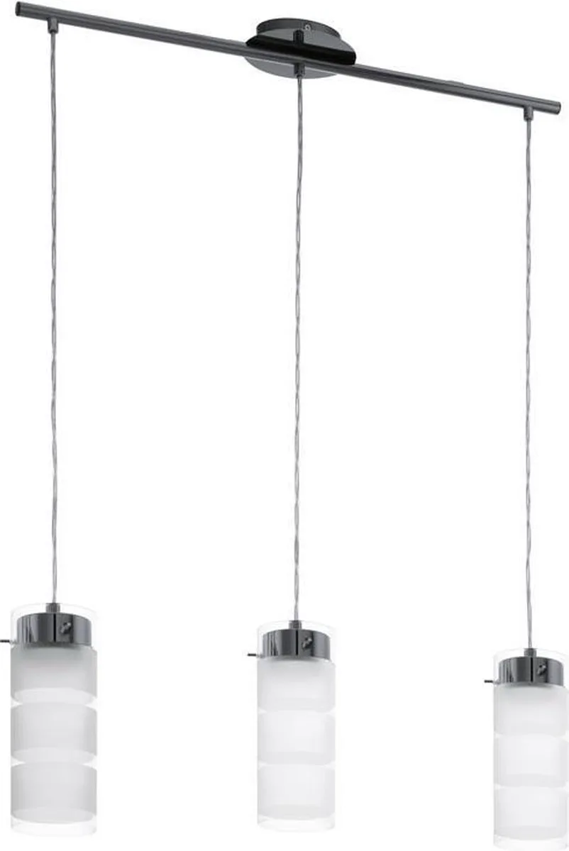 Olvero - Hanglamp - 3 Lichts - Nikkel-Nero - Wit, Helder de EGLO en Noir – photo produit
