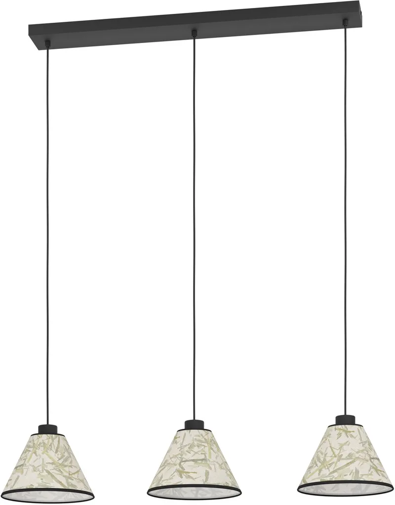 Oxpark Hanglamp - E27 - 92 cm - Zwart | Wit | Groen - Bamboe de EGLO en Noir – photo produit