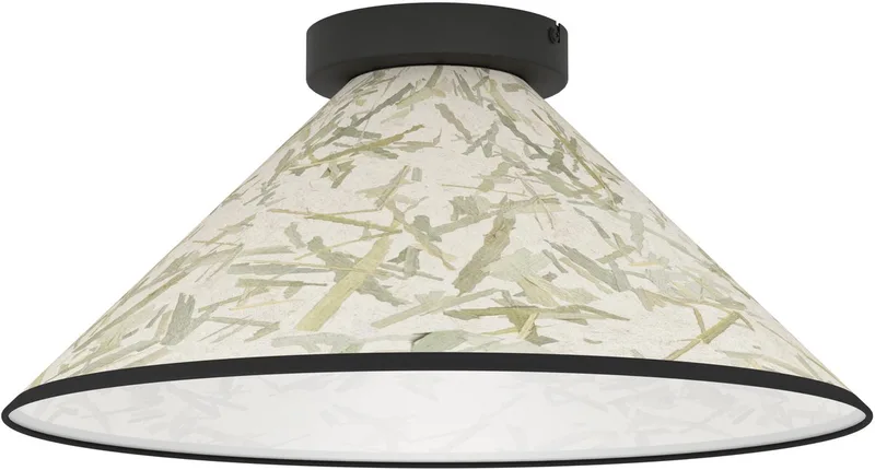Oxpark Plafondlamp - E27 - Ø 42 cm - Zwart | Wit | Groen - Bamboe fra EGLO i Sort – produktbillede