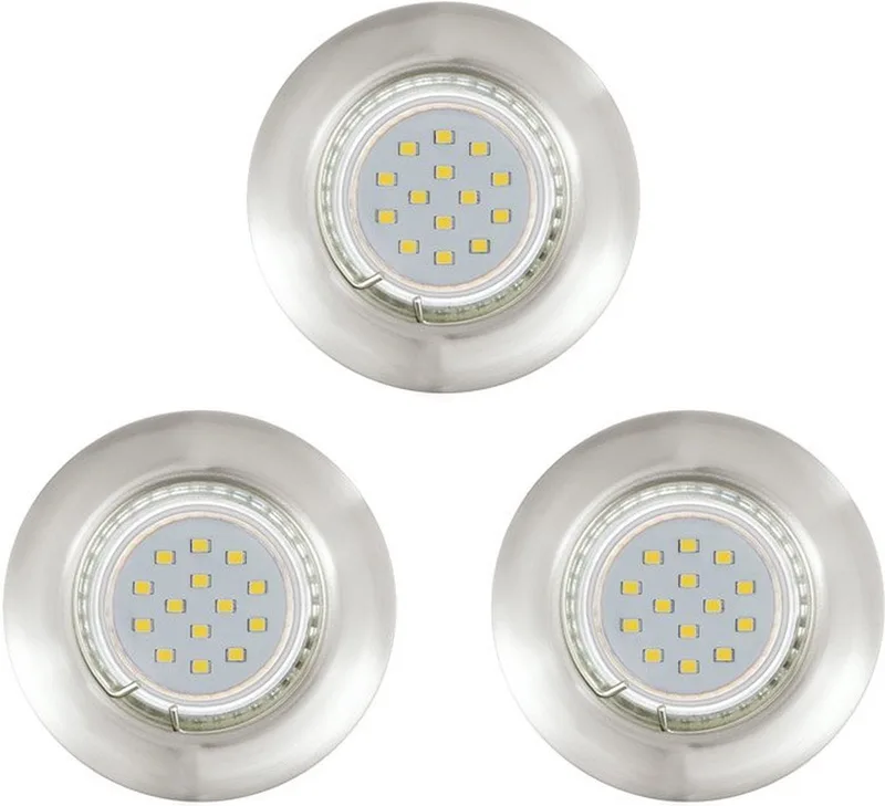 Peneto - Inbouwspotje - LED - Ø78mm. - Set 3 Spots - inclusief lichtbronnen van EGLO in Nikkel-Mat – productfoto