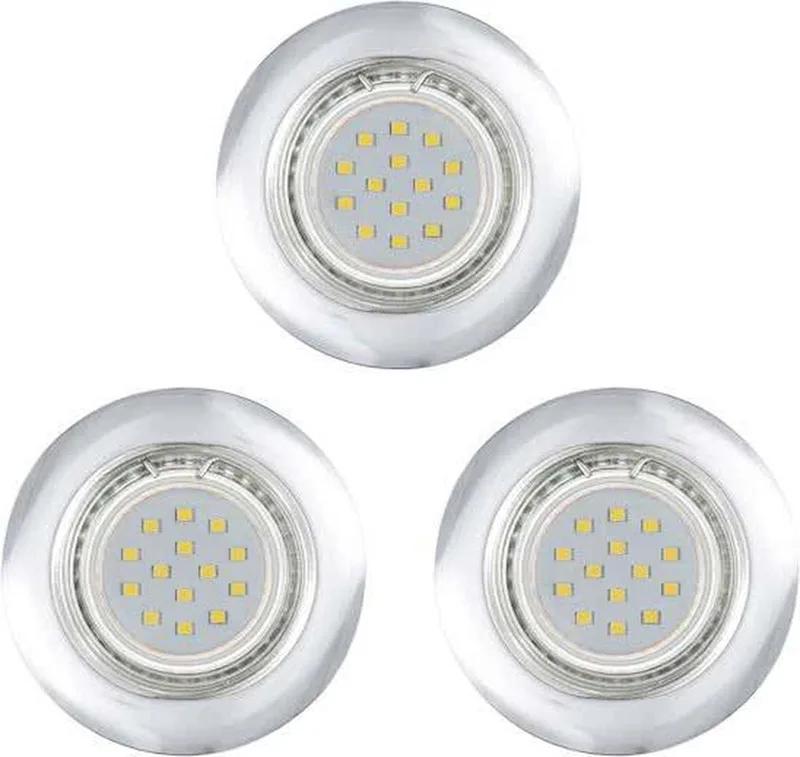 Peneto - Inbouwspotje - LED - Ø78mm. - Set 3 Spots - inclusief lichtbronnen de EGLO en Chrome – photo produit