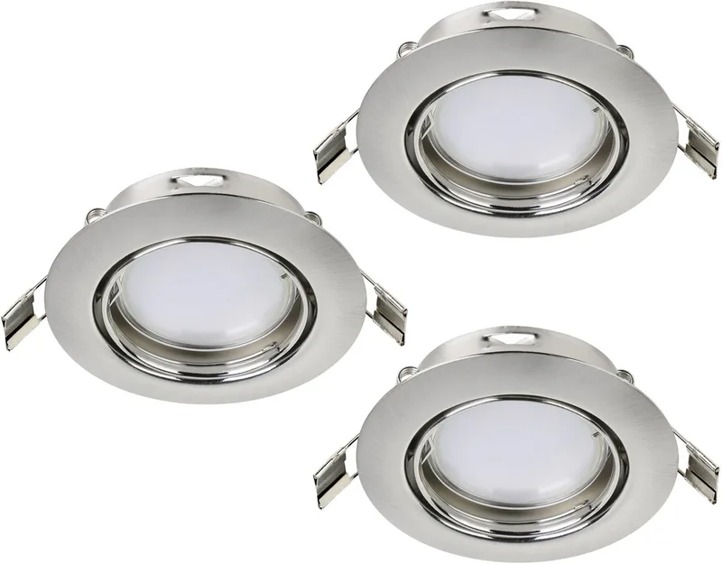Peneto - Inbouwspotje - LED - Ø87mm. - Nikkel-Mat - Set 3 Spots - Richtbaar från EGLO i Nikkel – produktbild