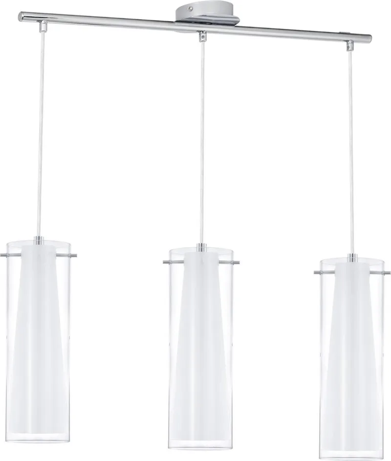 Pinto - Hanglamp - 3 Lichts - Chroom - Helder, Wit fra EGLO i Krom, Hvid – produktbillede