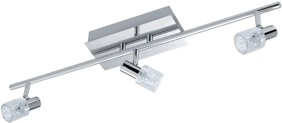 Plafondlamp 3-pits zwenkbare woonkamerlamp glas met motief, staal chroom, 3x G4 stopcontacten, L 58 cm de EGLO en Argent – photo produit