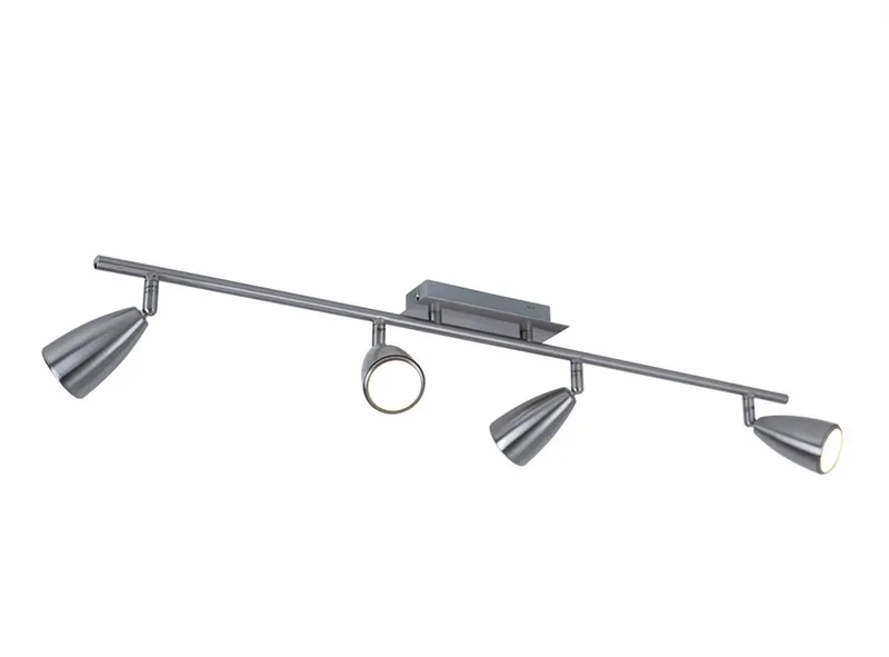 Plafondlamp 4 spots Spotlightstrip verstelbaar mat nikkel, staal, 4x GU10 fitting, LxB 78,5x7 cm de EGLO en Argent – photo produit