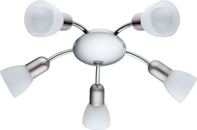 plafondlamp / 5 NIKKEL-M / CHROME 'DAKAR 6' de EGLO en Wit mat Nikkel Chroom – photo produit