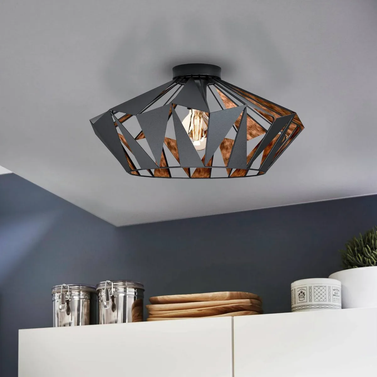 Plafondlamp Carlton, Ø 47 cm, zwart/koper fra EGLO i Sort, Kobber – produktbillede 2 af 4