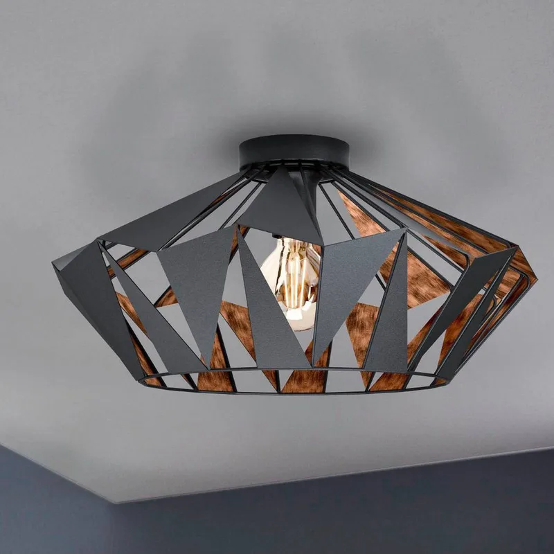 Plafondlamp Carlton, Ø 47 cm, zwart/koper fra EGLO i Sort, Kobber – produktbillede 1 af 4