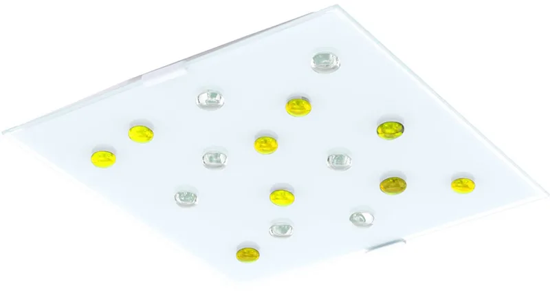Plafondlamp gastenkamer glazen stenen geel helder halverlichting armatuur satijn Eglo 87311O de EGLO en Blanc – photo produit