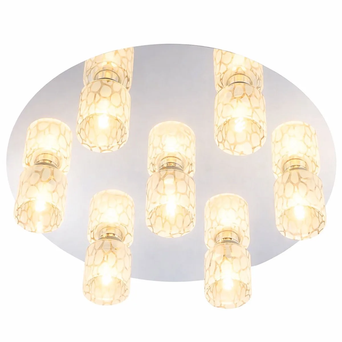 Plafondlamp rond van chroom en glas rond 7x G9, 39,5x10 cm, woonkamer hal slaapkamer de EGLO en Argent – photo produit
